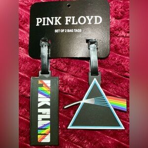 🌈Pink Floyd Black Luggage ID Tags with White Panels